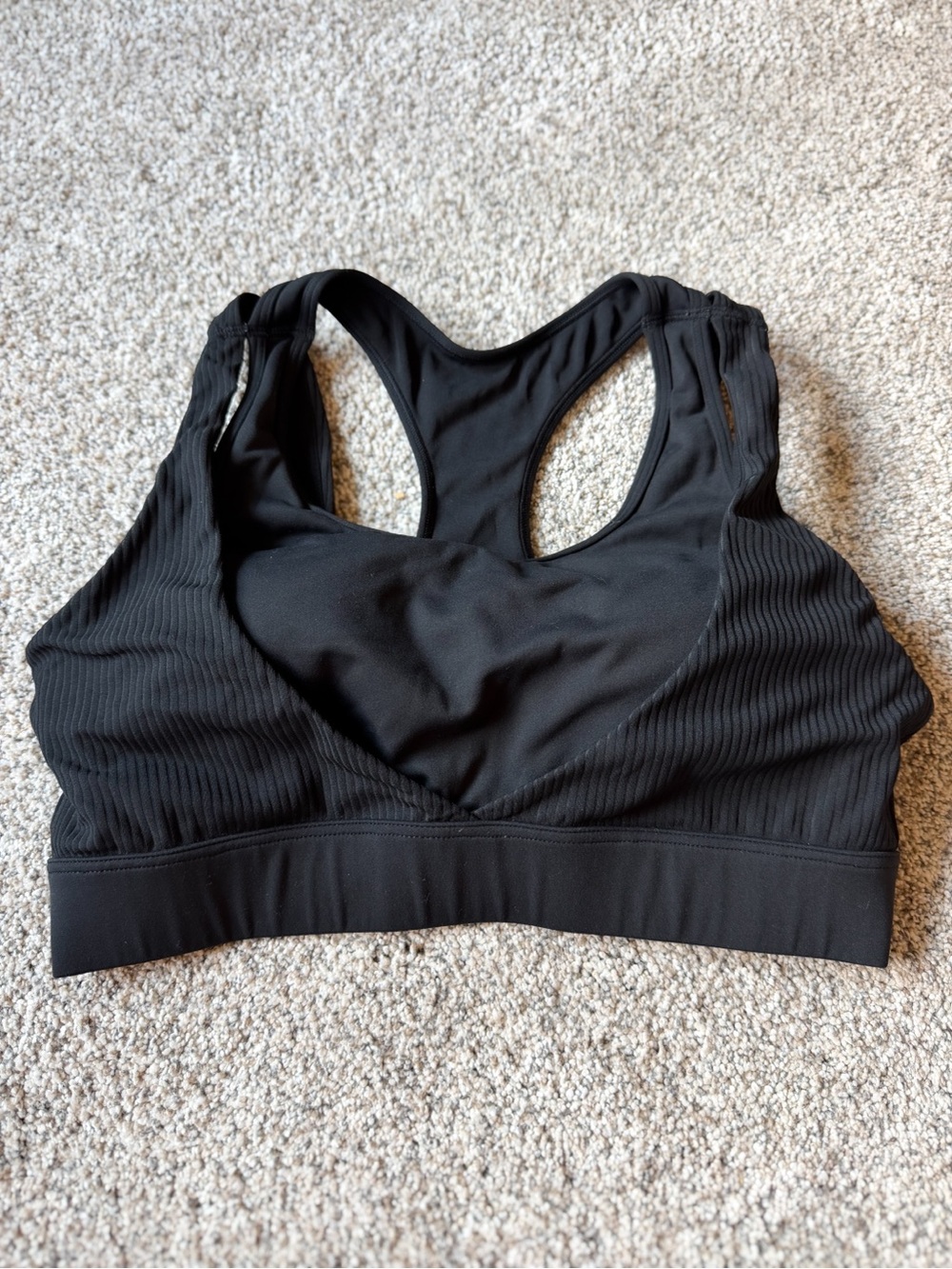 Women's Black Racerback Sports Bra built in pads Large